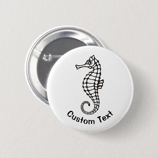 Zeepaardje Zwart Ronde Button 5,7 Cm (Voorkant /achterkant)