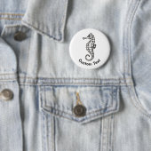Zeepaardje Zwart Ronde Button 5,7 Cm (In situ)