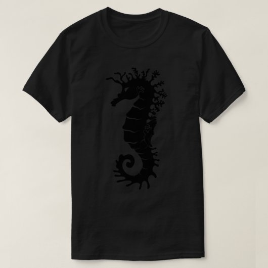 Zeepaardje Zwart Silhouet T-shirt (Design voorkant)