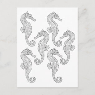 Zeepaardjes Adult Coloring Briefkaart