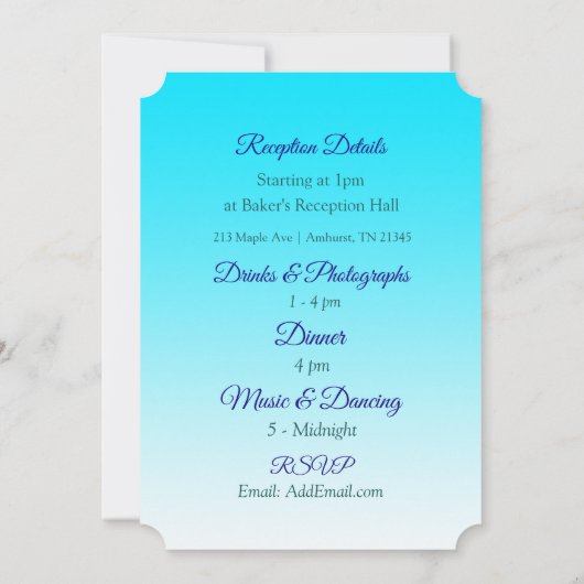 Zeepaardjes Blue Beach Bruiloft uitnodigingen (Achterkant)