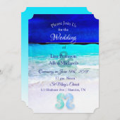 Zeepaardjes Blue Beach Bruiloft uitnodigingen (Voorkant / Achterkant)