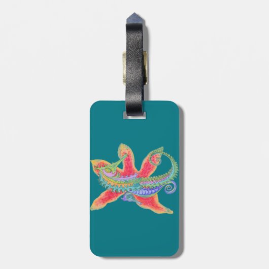 zeepaardjes en bagagelabel van zeestuien (Achterkant verticaal)