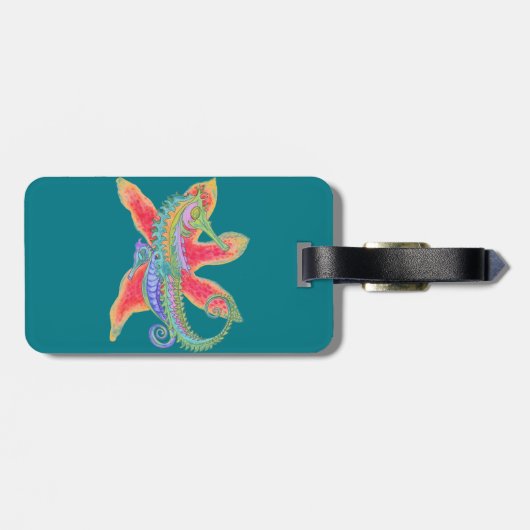 zeepaardjes en bagagelabel van zeestuien (Achterkant horizontaal)