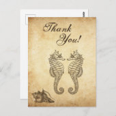 zeepaardjes en Conch Shell Beach Dank u Briefkaart (Voorkant / Achterkant)