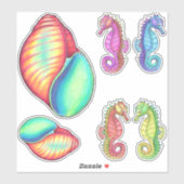 Zeepaardjes en Shell Vinyl Sticker Set (Vel)