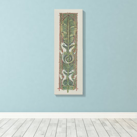 Zeepaardjes en Zeewier, Art Nouveau Canvas Afdruk (Insitu (Houten vloer))