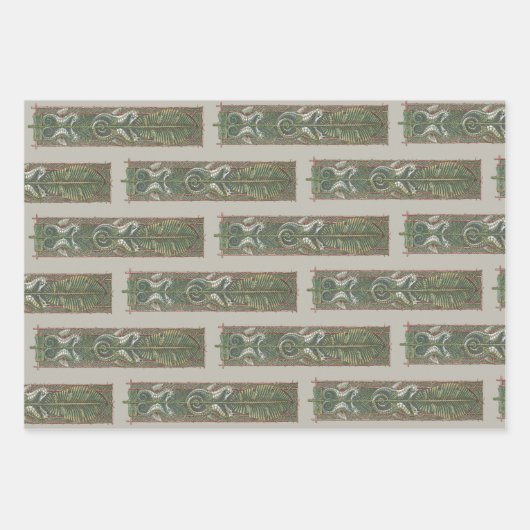 Zeepaardjes en Zeewier,  Art Nouveau Inpakpapier Vel (Voorkant)