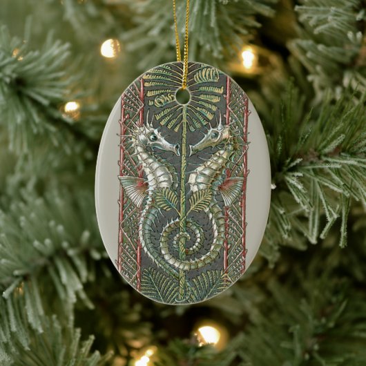 Zeepaardjes en Zeewier, Art Nouveau Keramisch Ornament (Boom)