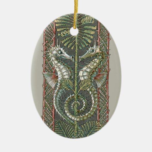 Zeepaardjes en Zeewier,  Art Nouveau Keramisch Ornament (Voorkant)
