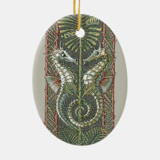 Zeepaardjes en Zeewier,  Art Nouveau Keramisch Ornament (Achterkant)