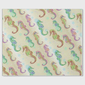 Zeepaardjes Goud Cadeaupapier (Vlak)