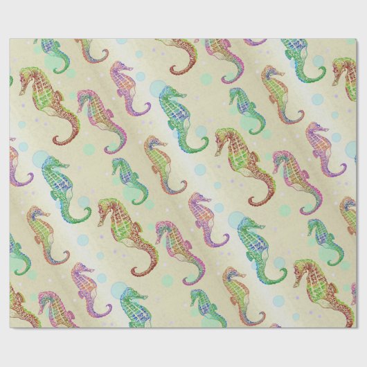 Zeepaardjes Goud Cadeaupapier (Vlak)