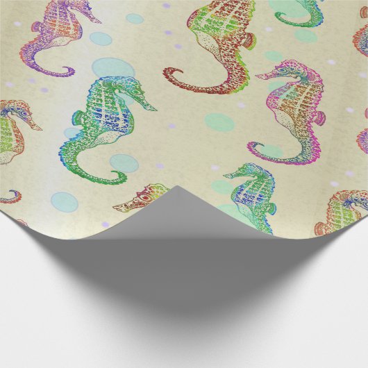 Zeepaardjes Goud Cadeaupapier (Hoek)