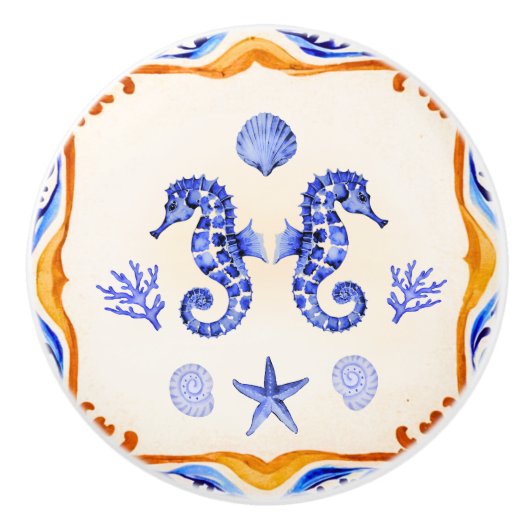 zeepaardjes keramische knop (Voorkant)