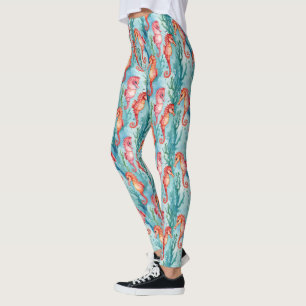 Zeepaardjes met bubbels en zeewier Plant leven Leggings
