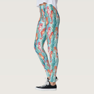 Zeepaardjes met bubbels en zeewier Plant leven Leggings
