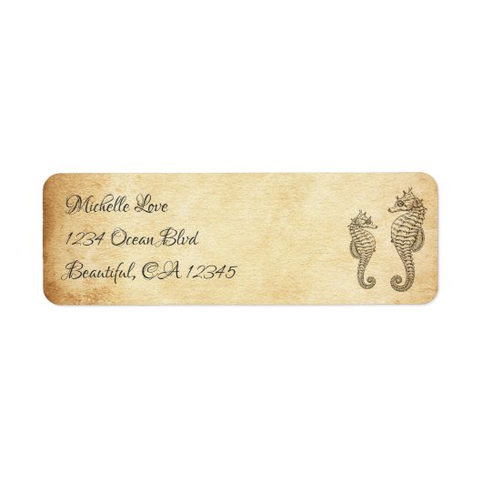  Zeepaardjes Ocean Beach Adres Etiket (Voorkant)