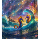 Zeepaardjes onder het sterrenontwerp van Rich AMeN Douchegordijn (Voorkant)