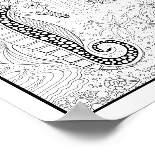 Zeepaardjes Onderwater Scène Kleurplaat Art Poster (Hoek)