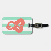 Zeepaardjes op Seafoam Green Stripes Bagagelabel (Voorkant horizontaal)