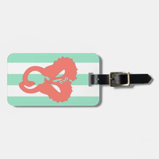 Zeepaardjes op Seafoam Green Stripes Bagagelabel (Voorkant horizontaal)
