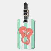 Zeepaardjes op Seafoam Green Stripes Bagagelabel (Voorkant verticaal)