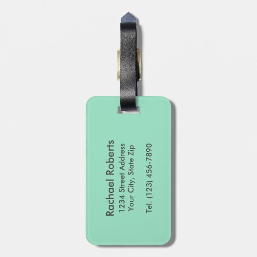 Zeepaardjes op Seafoam Green Stripes Bagagelabel (Achterkant verticaal)