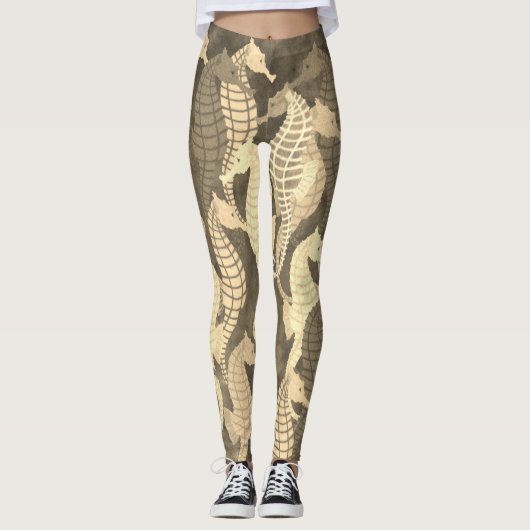 Zeepaardjes op Sepia - Leggings (Voorkant)