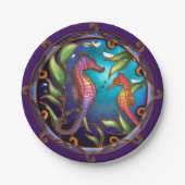 Zeepaardjes Papier Borden, 7" Rond Papier Bord (Voorkant)