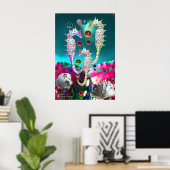 ZEEPAARDJES, ROZE PARELMOER BLAUW POSTER (Thuiskantoor)