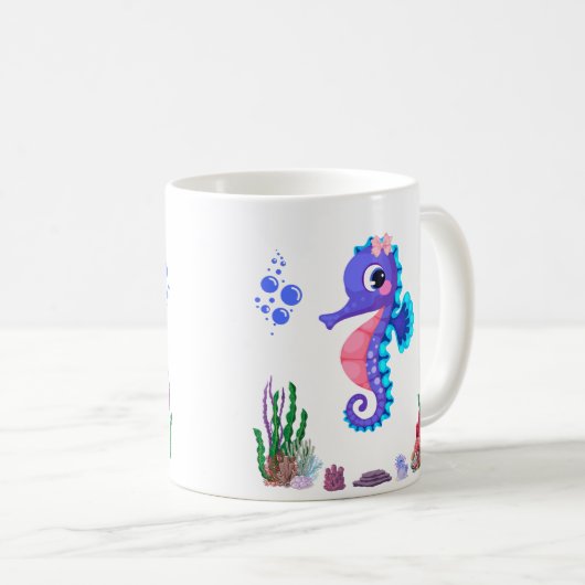 Zeepaardjes speels onder de zee Coffee Mok (Voorkant rechts)