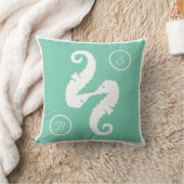 Zeepaardjes strand bruiloft aangepaste monogram ku kussen (Deken)