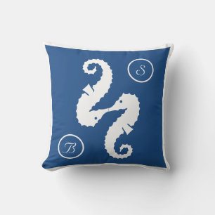Zeepaardjes strand bruiloft aangepaste monogram ku kussen