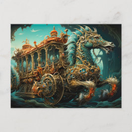 zeepaardjes trekken vervoer van reizigers briefkaart