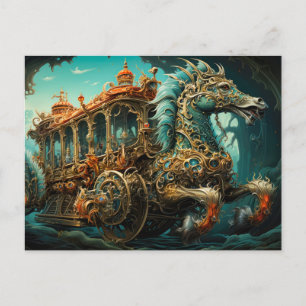 zeepaardjes trekken  vervoer van reizigers briefkaart