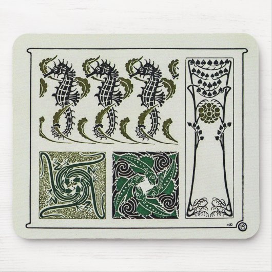  zeepaardjes van Maurice Verneuil Muismat (Voorkant)