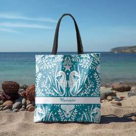 Zeepaardjes Zee Blauwgroen blauw Blauw Jouw naam Tote Bag