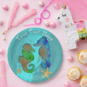 zeepaardjes zwemmen in blauw Zee Papieren Bordje (Feest)