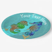 zeepaardjes zwemmen in blauw Zee Papieren Bordje (Gekanteld)