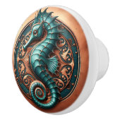Zeepaardkoper en Blauwgroen Keramische Knop (Rechts)