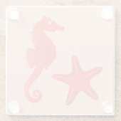 Zeepaardkoraal en zeesterkreeft — koraalschoppen v glazen onderzetter (Achterkant)