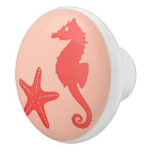 Zeepaardkoraal en zeesterkreeft — koraalschoppen v keramische knop (Rechts)