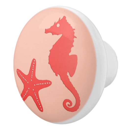 Zeepaardkoraal en zeesterkreeft — koraalschoppen v keramische knop (Rechts)