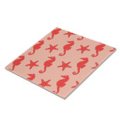 Zeepaardkoraal en zeesterkreeft — koraalschoppen v tegeltje (Zijkant)