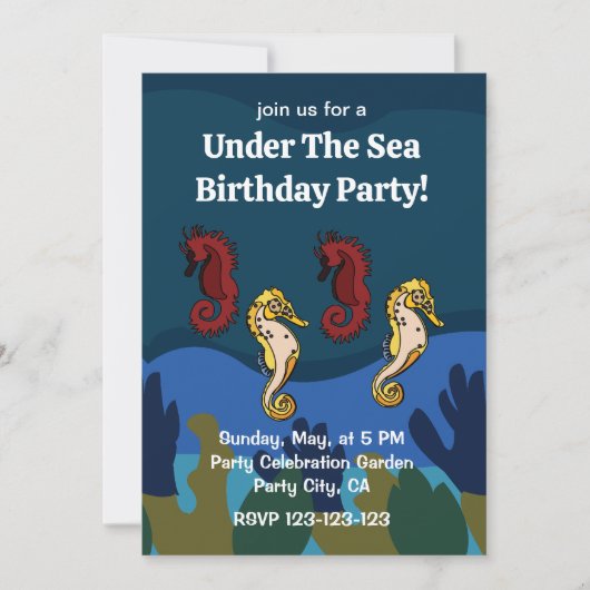 Zeepaardkoraal onder het Zee verjaardagsfeest Kaart (Voorkant)