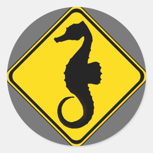 Zeepaardkruising ! ronde sticker (Voorkant)