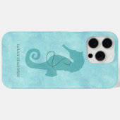 Zeepaardmonogram Aqua Blue Cool Tropische Vis Case-Mate iPhone Case (Achterkant (horizontaal))