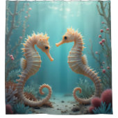 Zeepaardpaar in koraalrif bad en schoonheid douchegordijn (Voorkant)