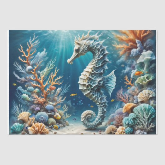 Zeepaardschat onder de golven - Decoupage - Tissuepapier (Voorkant)